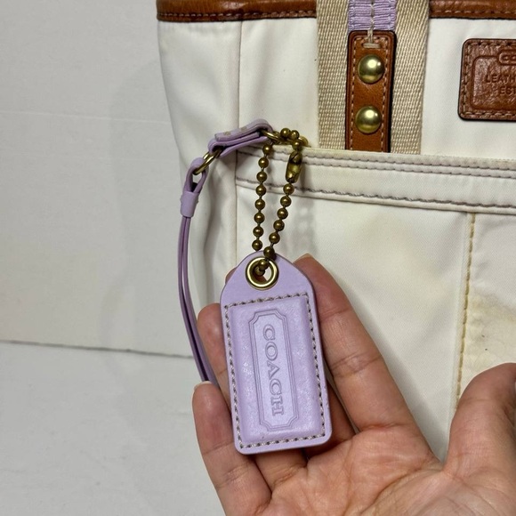 COACH MINI TOTE Brown Leather Accents - IVORY F10694 - Picture 2 of 13